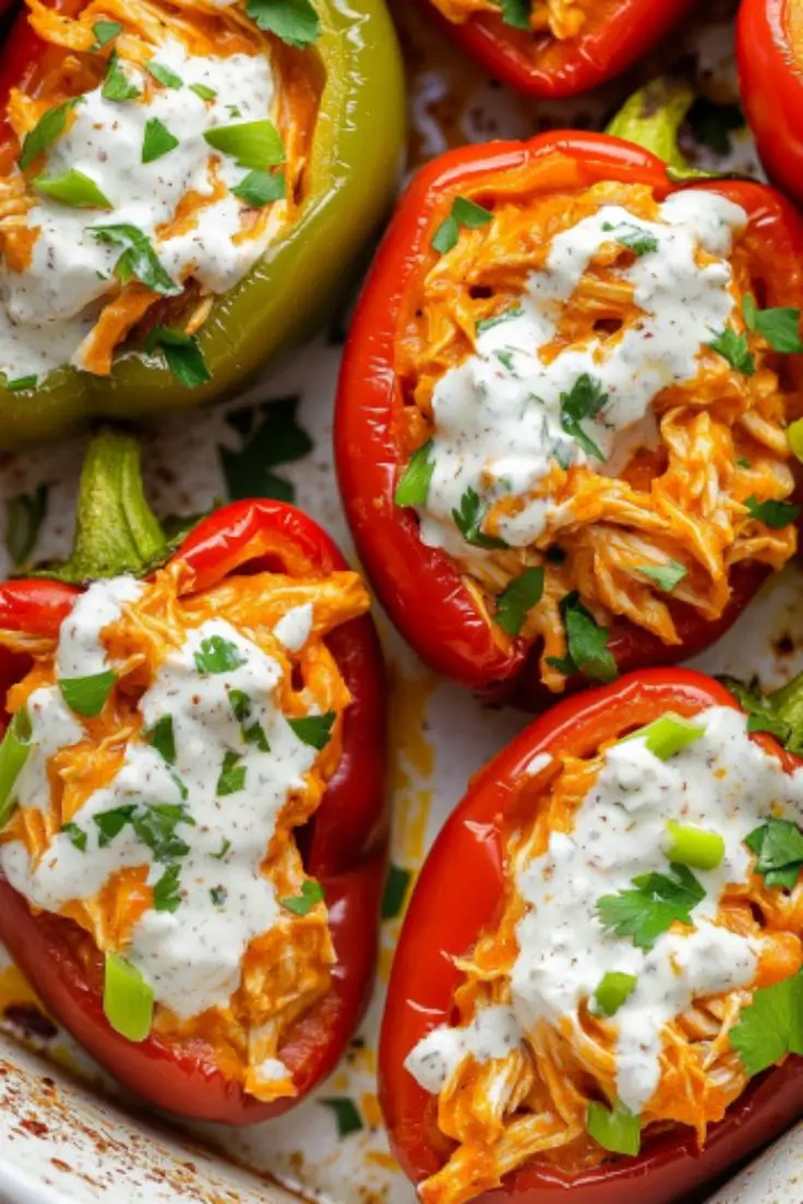 Easy Buffalo Chicken Stuffed Peppers