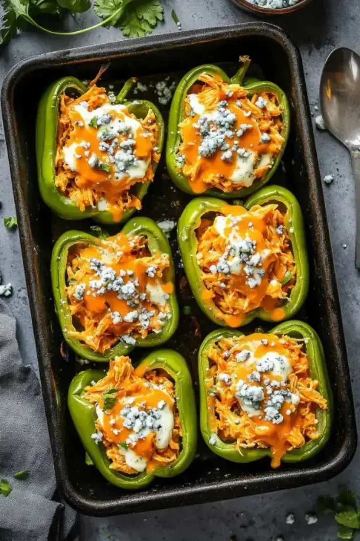 Quick and Easy Buffalo Chicken Stuffed Peppers