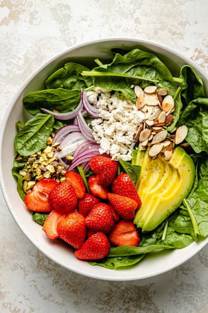 Avocado Strawberry Spinach Salad