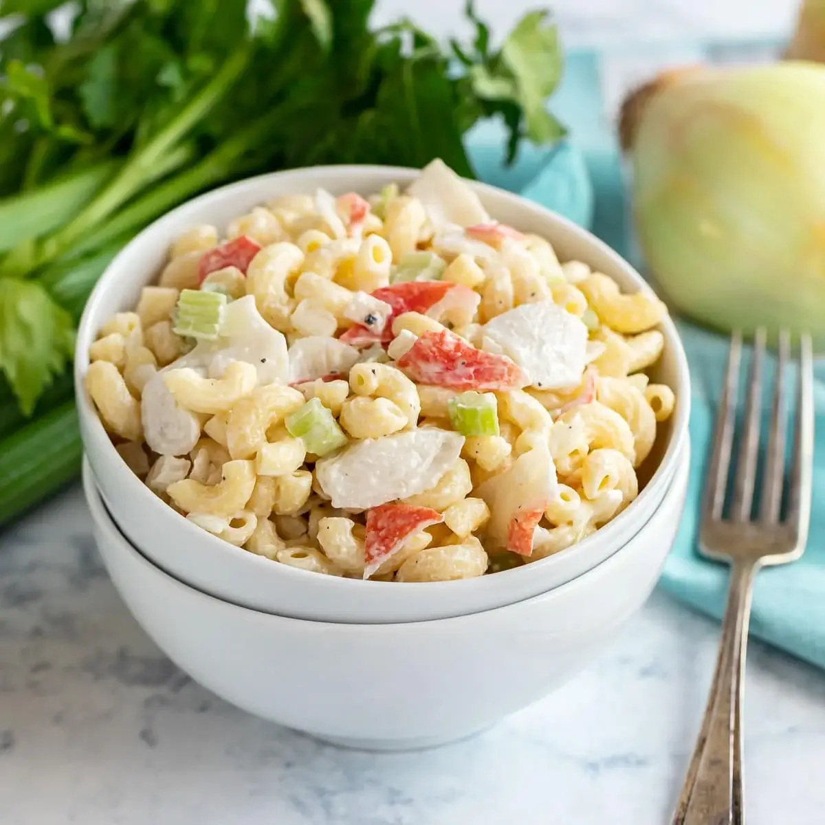 Creamy crab pasta salad 