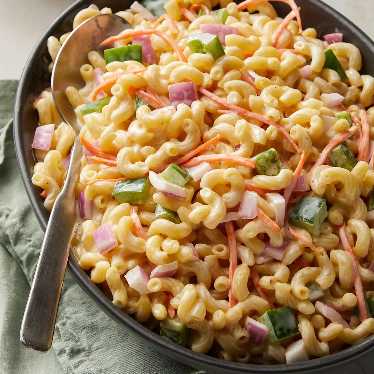 Cold pasta salad with mayonnaise and macaroni