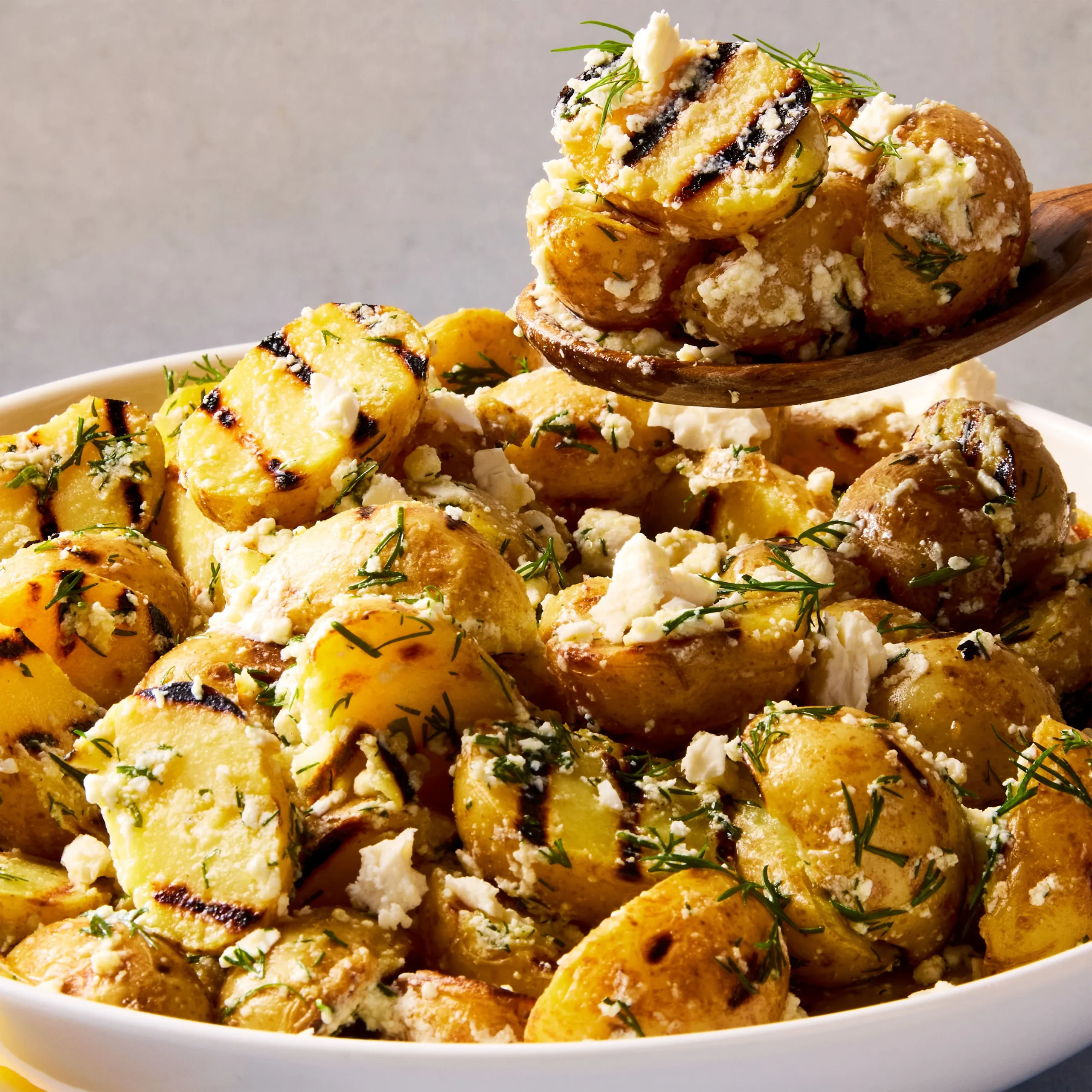 Grilled Greek lemon potato salad with herbs