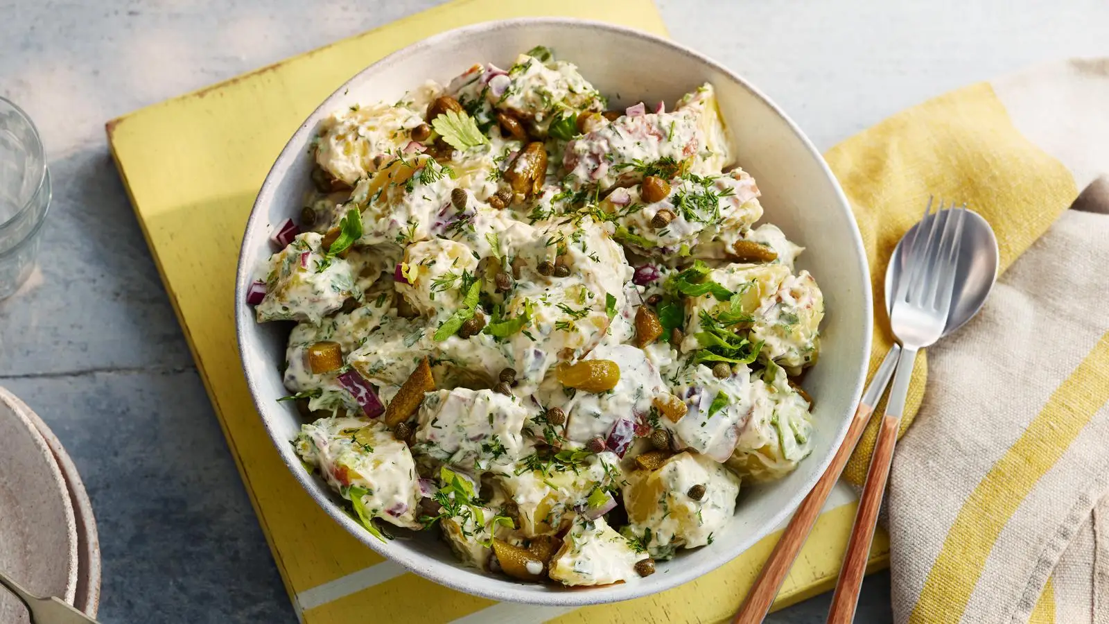 Herbed potato salad with lovage leaves