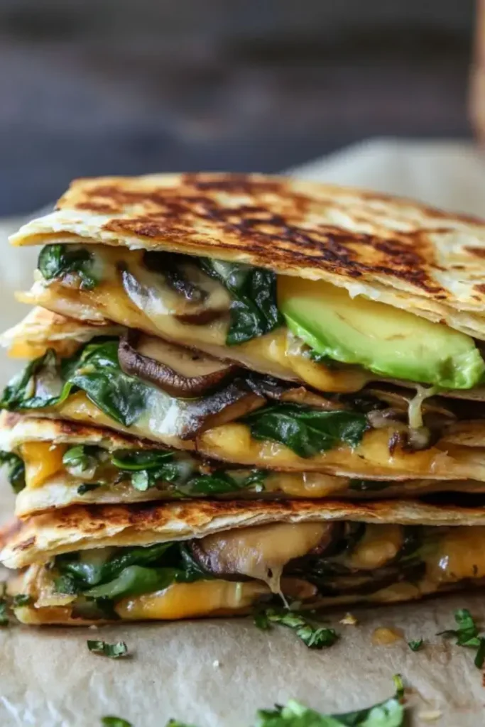 Crispy-Mushroom-Spinach-and-Avocado-Quesadillas