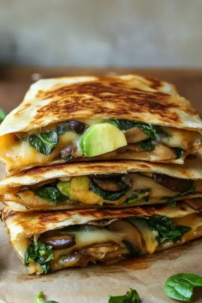 Crispy-Mushroom-Spinach-and-Avocado-Quesadillas
