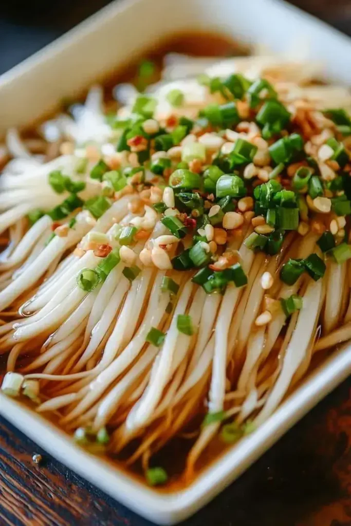 Enoki-Mushrooms-with-Garlic-Scallion-and-Soy-Sauce