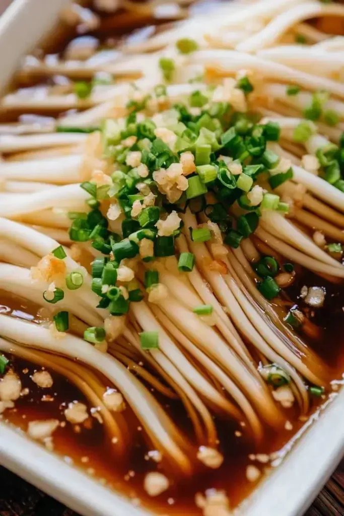 Enoki-Mushrooms-with-Garlic-Scallion-and-Soy-Sauce