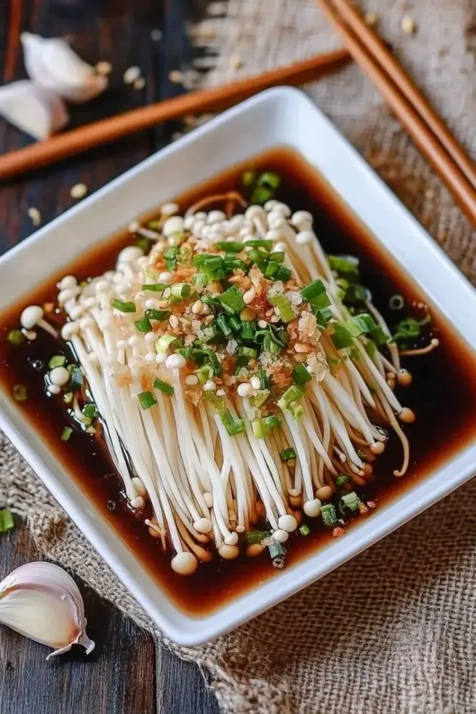 Enoki-Mushrooms-with-Garlic-Scallion-and-Soy-Sauce