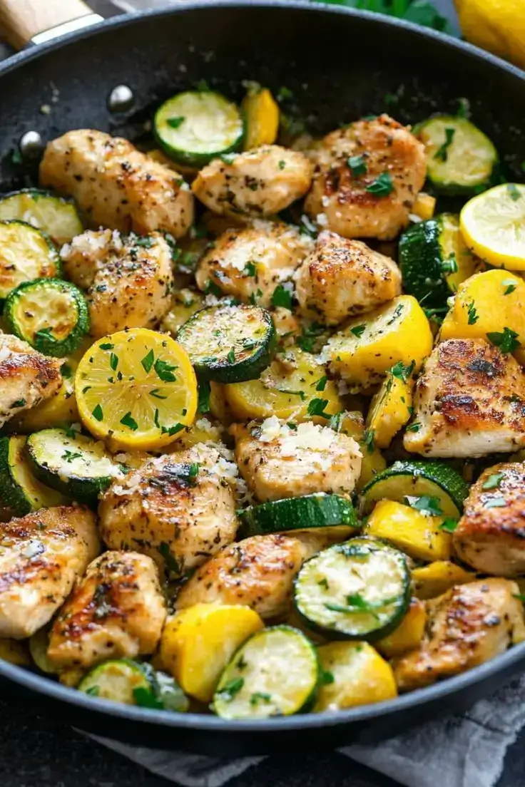Lemon-Parmesan-Chicken-with-Zucchini-and-Squash-Skillet