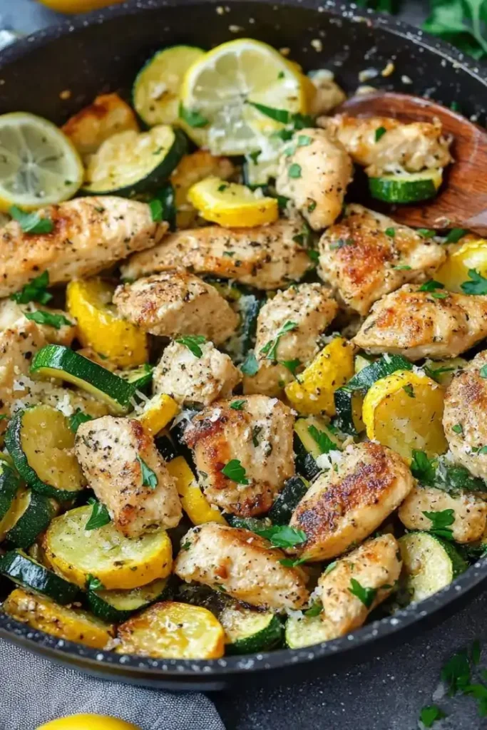 Lemon-Parmesan-Chicken-with-Zucchini-and-Squash-Skillet
