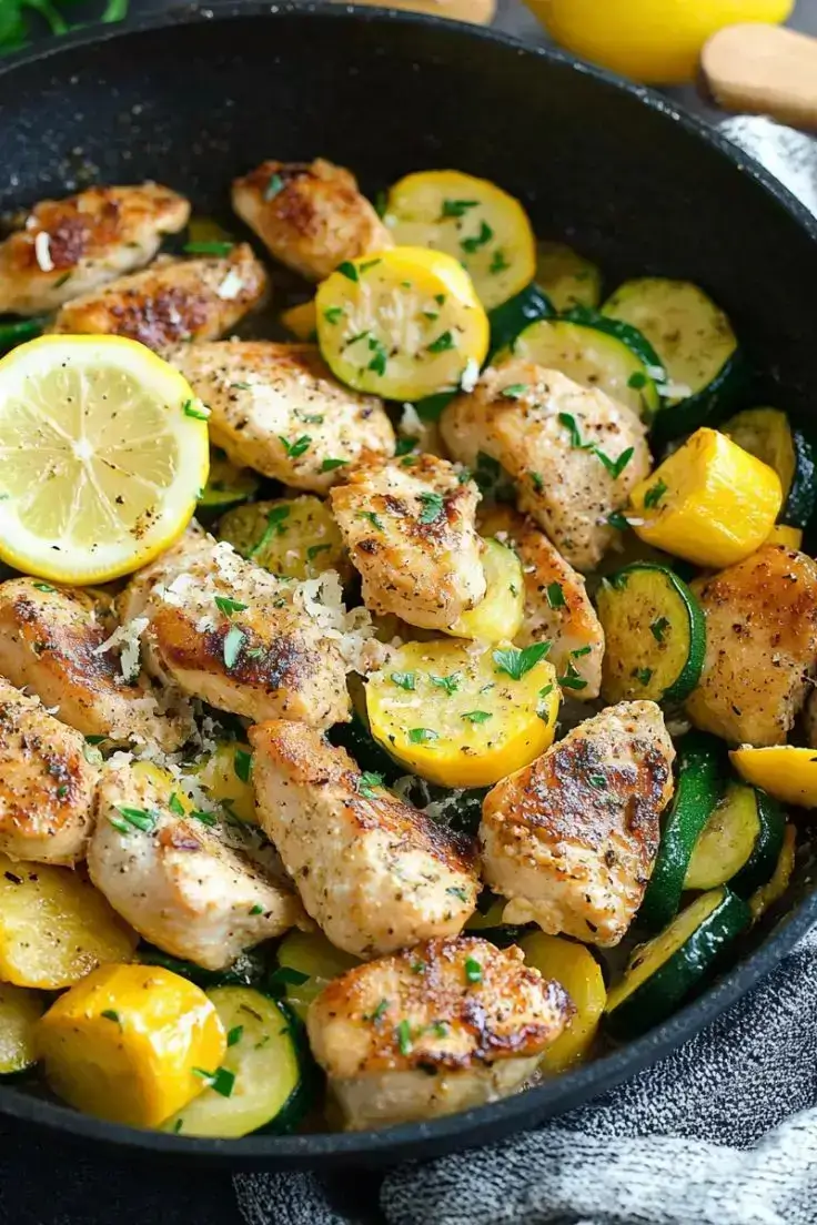 Lemon-Parmesan-Chicken-with-Zucchini-and-Squash-Skillet