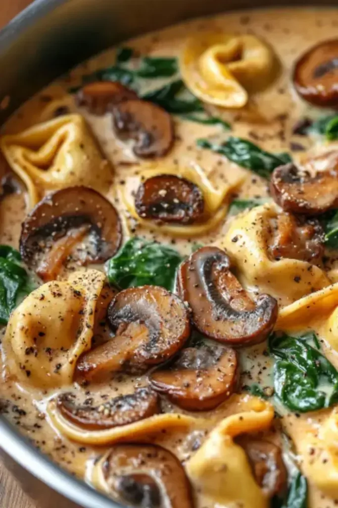 One-Pot-Creamy-Mushroom-Tortellini-with-Spinach