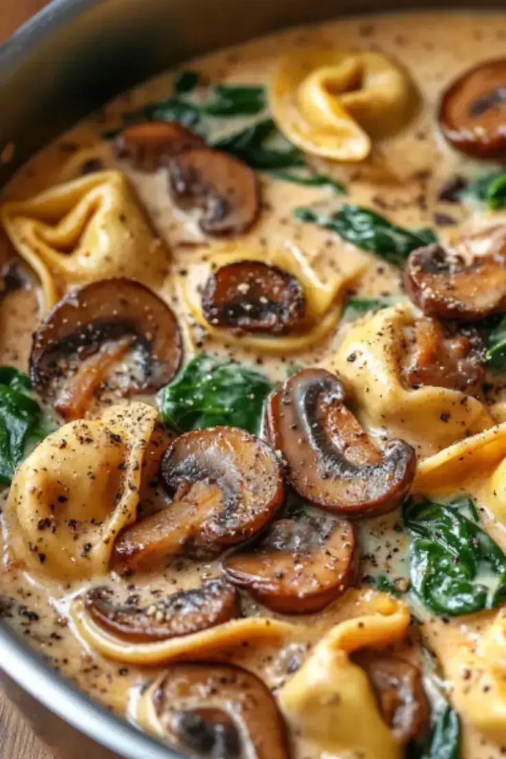 One-Pot-Creamy-Mushroom-Tortellini-with-Spinach