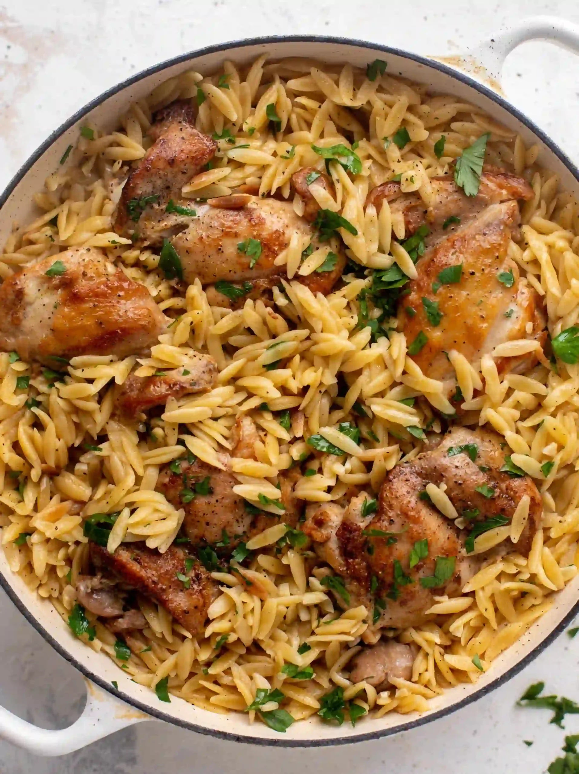 Skillet Garlic Butter Chicken and Orzo Recipe