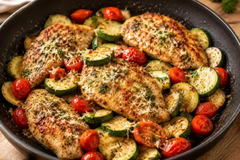 Skillet Parmesan Chicken and Zucchini Recipe