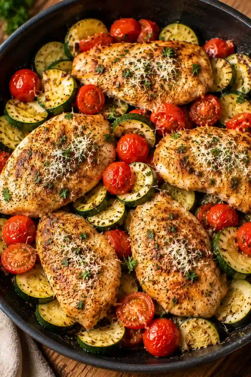 Skillet Parmesan Chicken and Zucchini