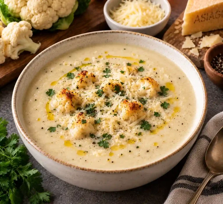 Creamy Cauliflower and Asiago Soup