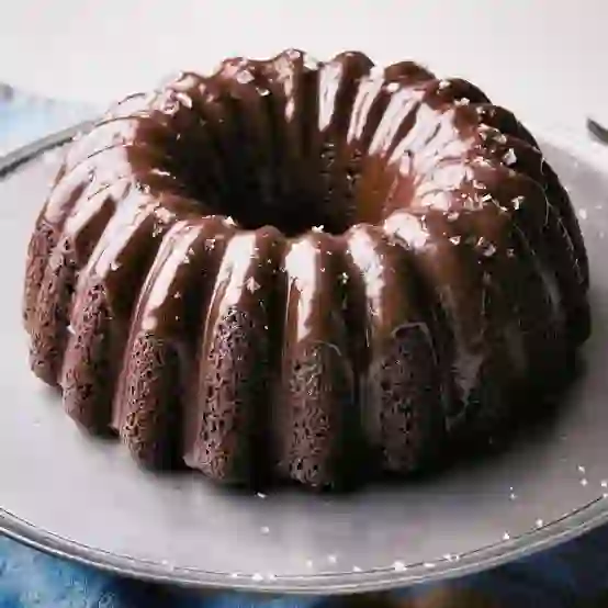 Soft and fudgy chocolate Bundt cake with an elegant chocolate topping.