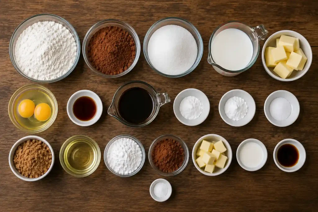 Ingredient for chocolate sheet cake 
