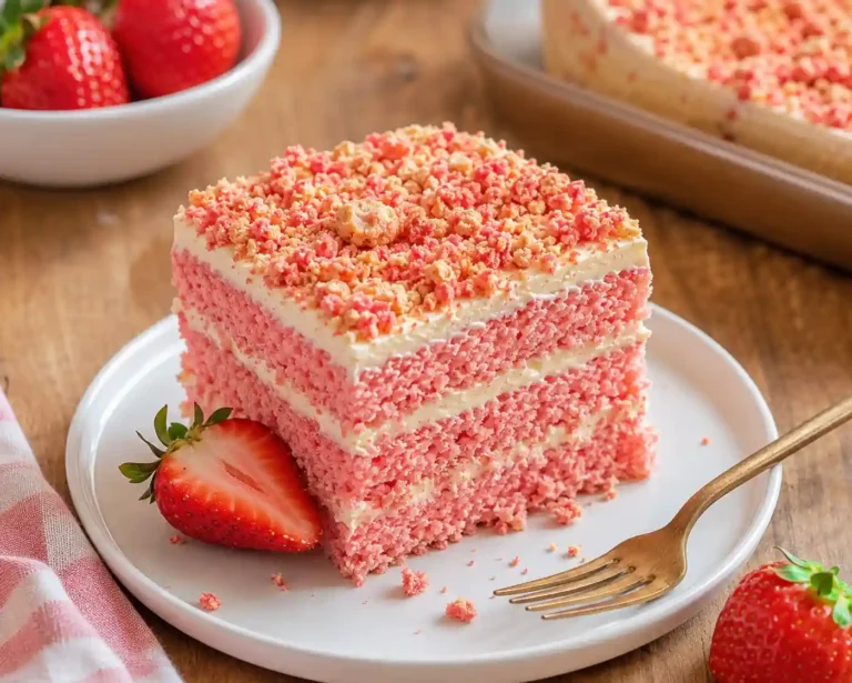 Strawberry Crunch Cake Recipe with Golden Oreos