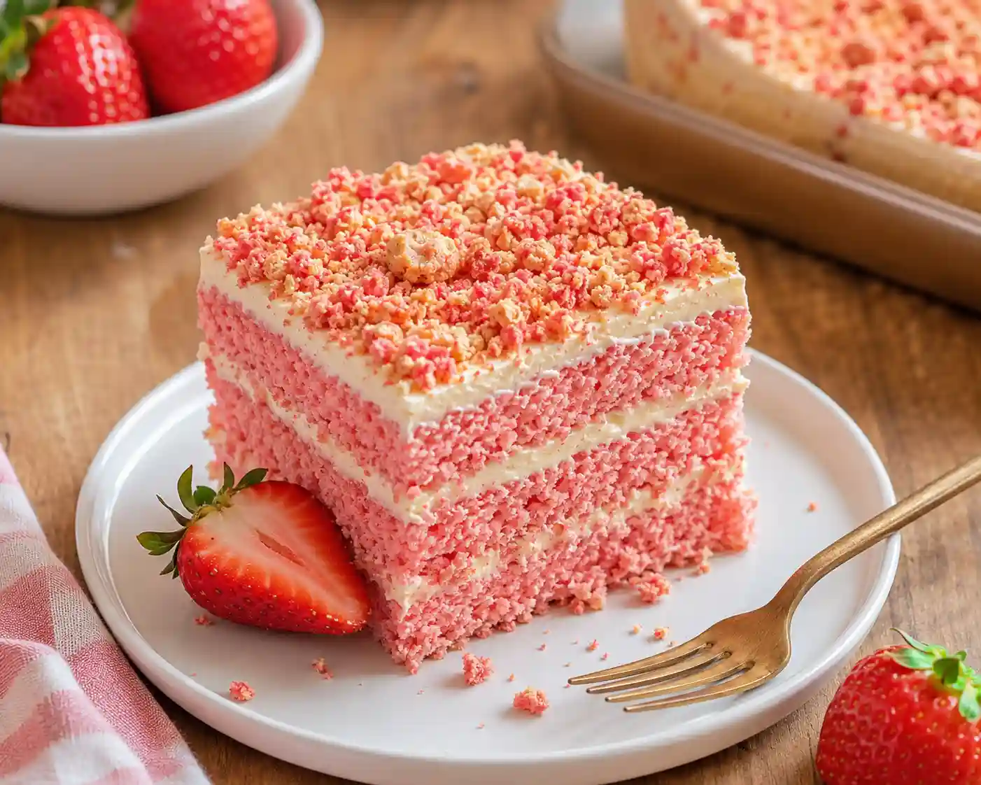 Strawberry Crunch Cake Recipe with Golden Oreos