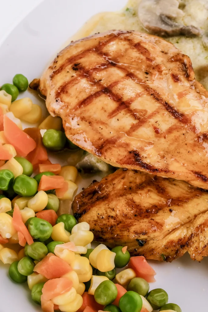 Seasoned air fryer chicken tenders with vegetables