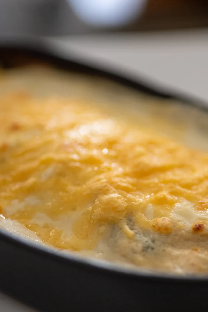 Baked potatoes au gratin ready to serve