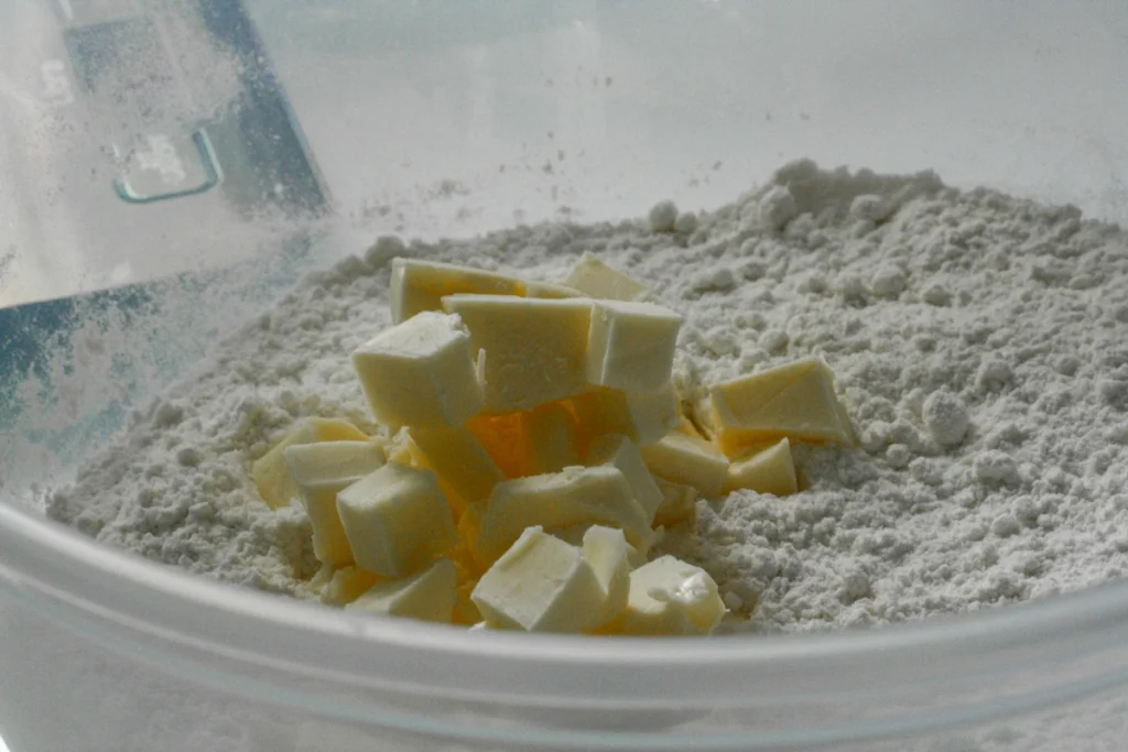 Butter and flour for making a roux-based casserole sauce