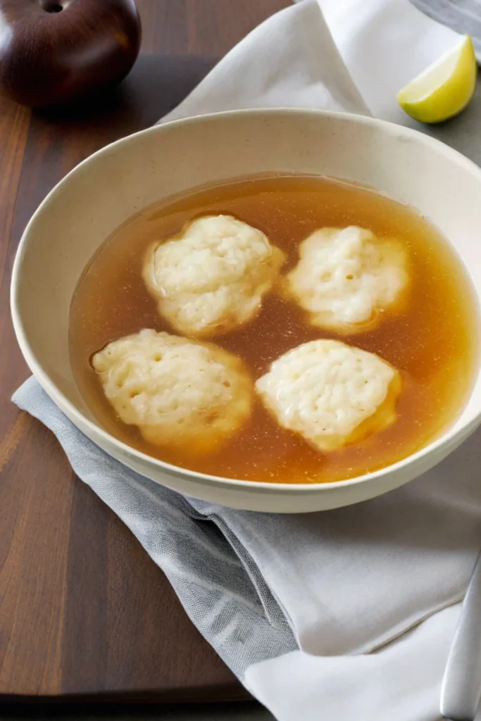 Bowl of homemade chicken and dumplings in a creamy broth
