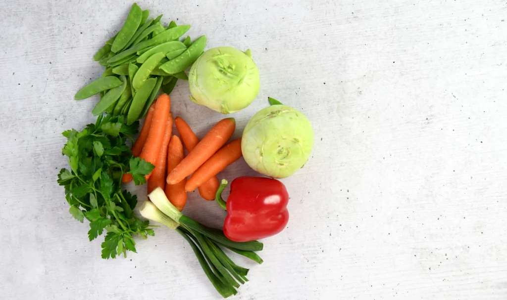 Fresh carrots, celery and herbs for chicken and dumplings
