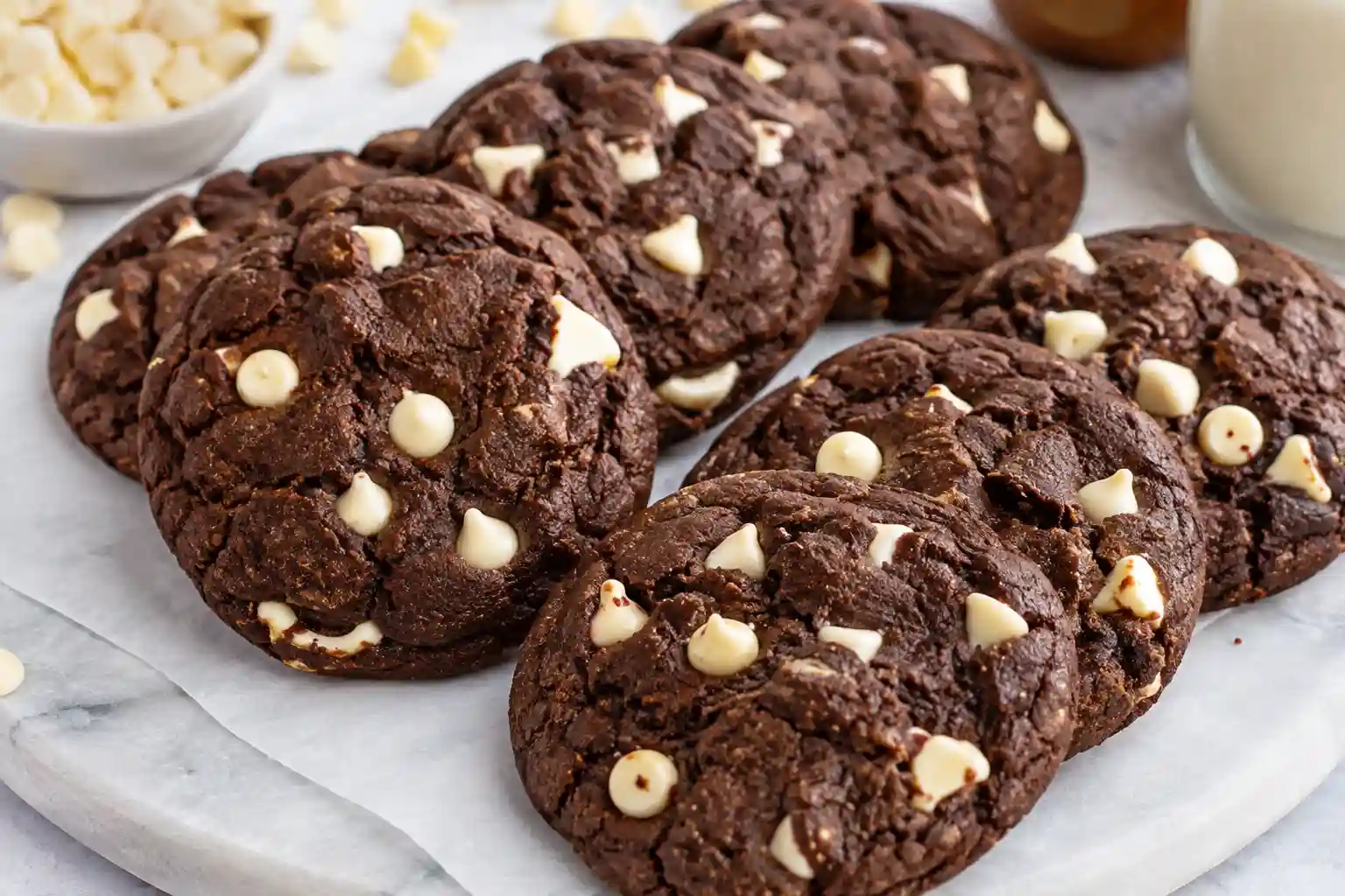 chocolate cookies with white chocolate chips