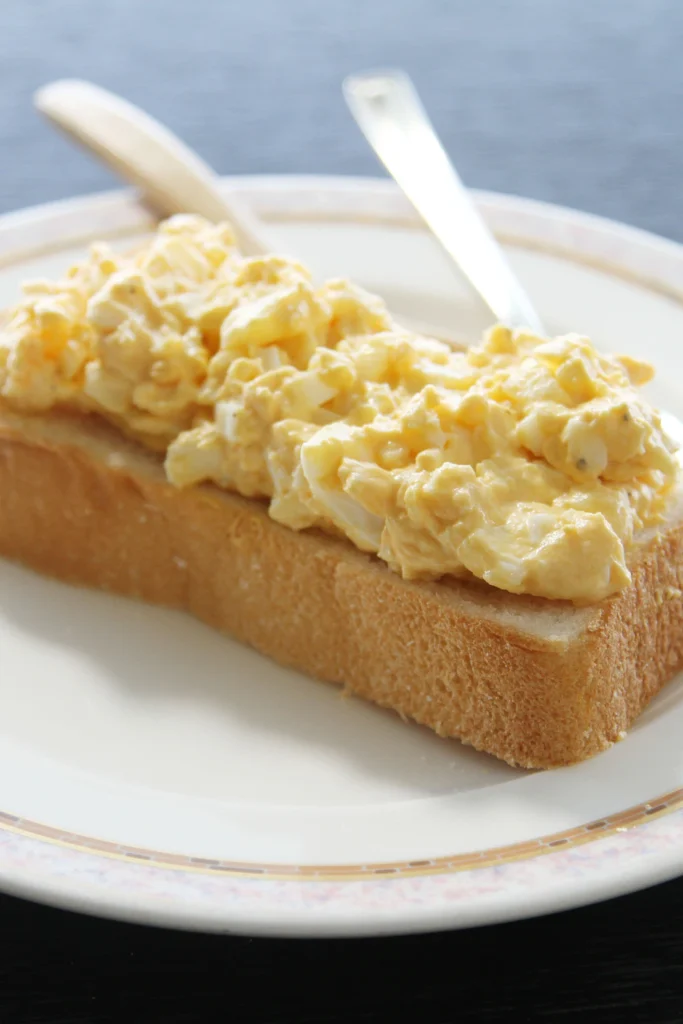 Classic egg salad with dill on toasted bread