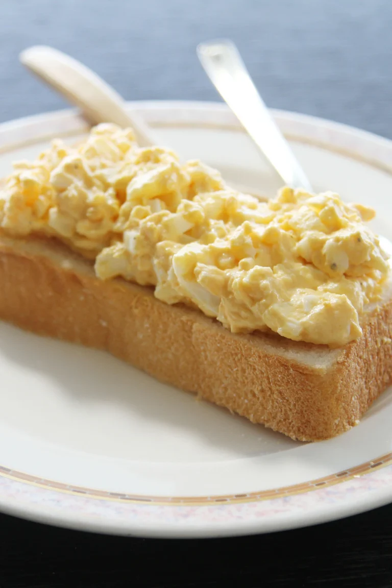 Classic egg salad with dill on toasted bread