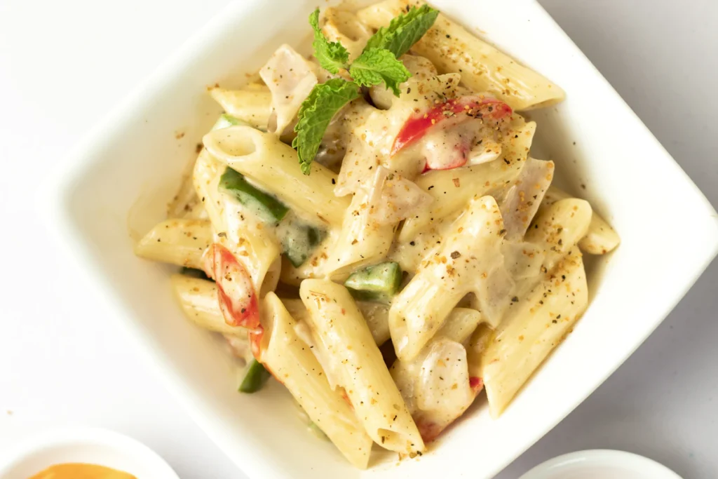 Pasta in a creamy garlic herb sauce