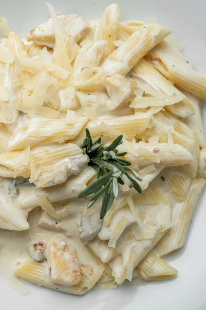 Creamy rigatoni with Boursin cheese sauce