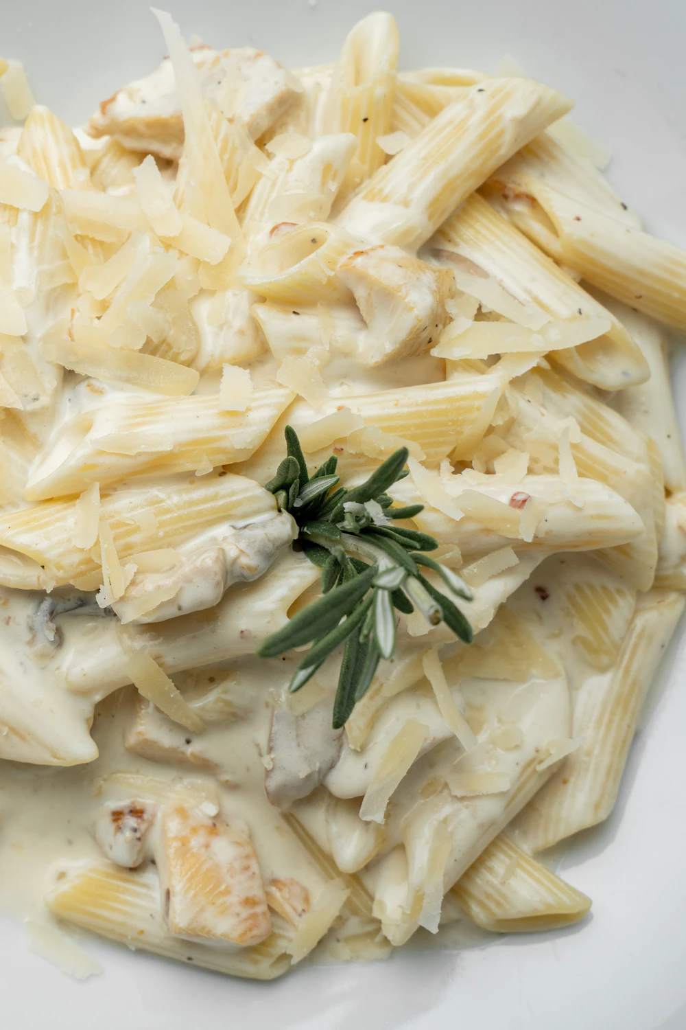 Creamy rigatoni with Boursin cheese sauce