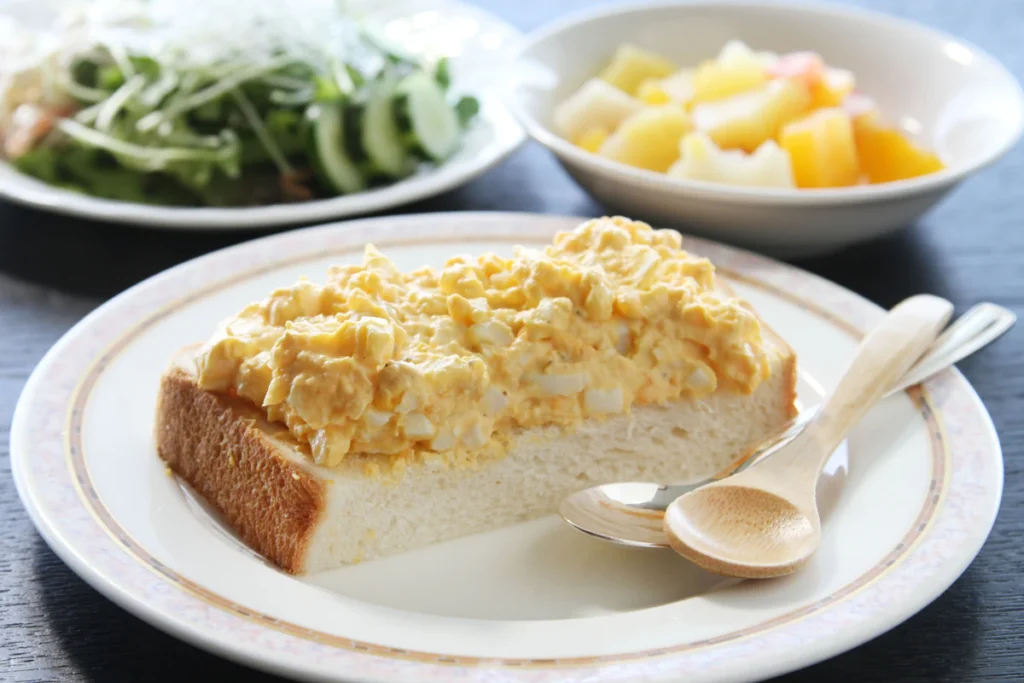 Egg salad sandwich on soft bread