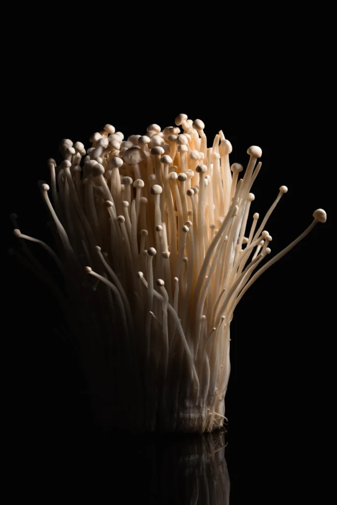 Enoki mushrooms with garlic and scallions