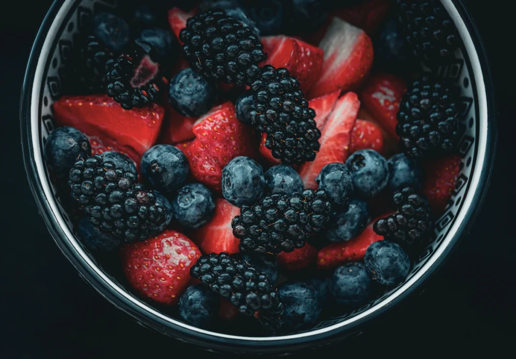 Bowl of fresh berries for topping overnight oats