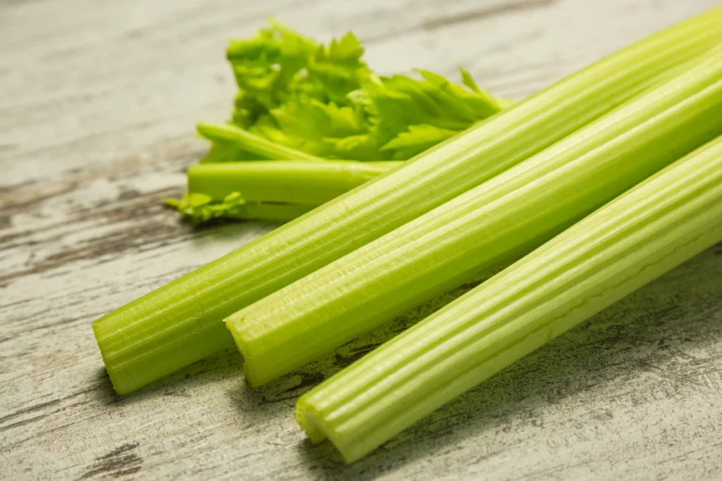 Fresh celery stalks for crunchy egg salad
