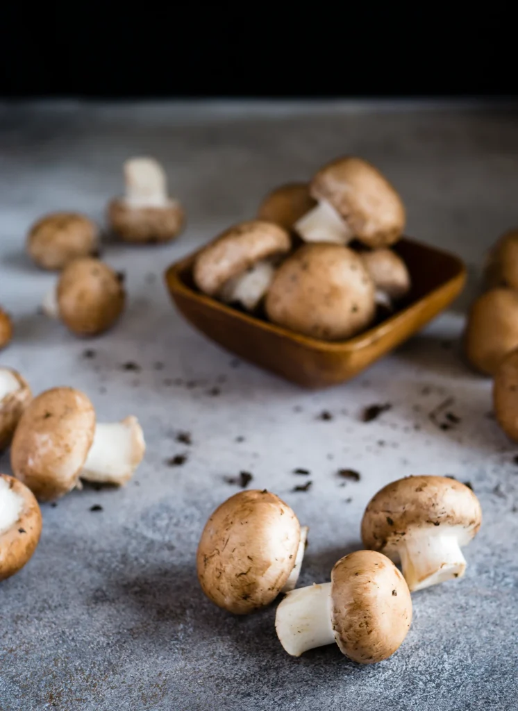 Fresh cremini mushrooms for garlic Parmesan chicken