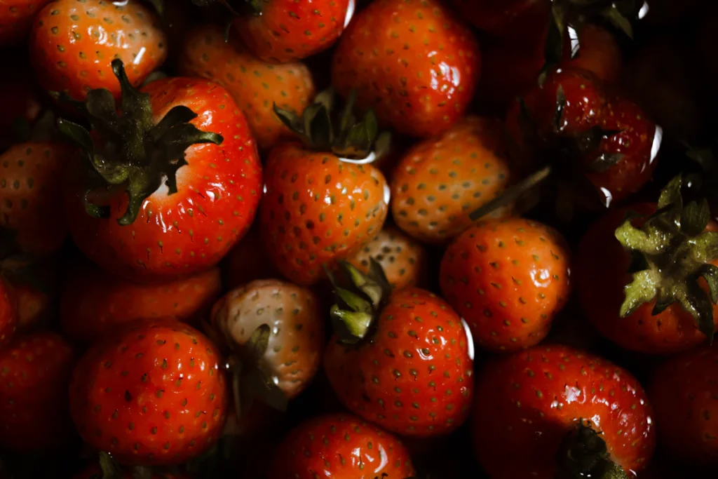 Fresh ripe strawberries for strawberry cottage cheese ice cream