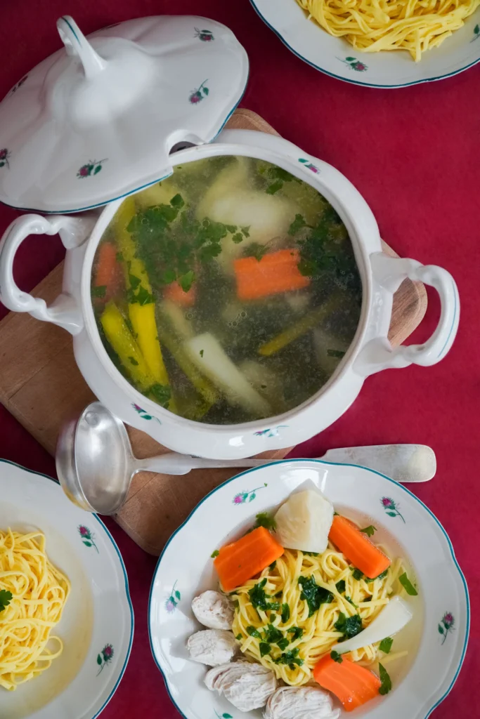 Bowl of homemade chicken soup