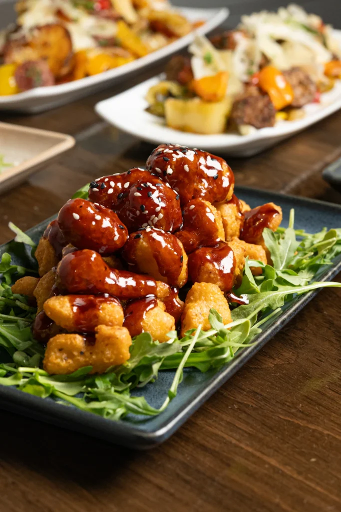 Sticky honey BBQ chicken bites