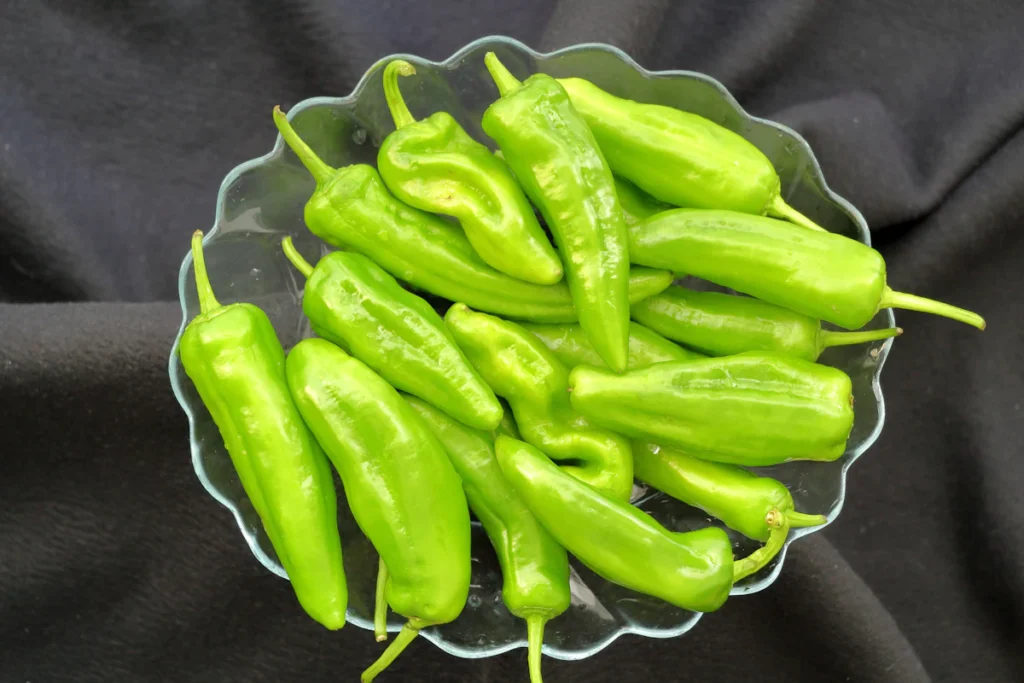 Bright green pepperoncini peppers