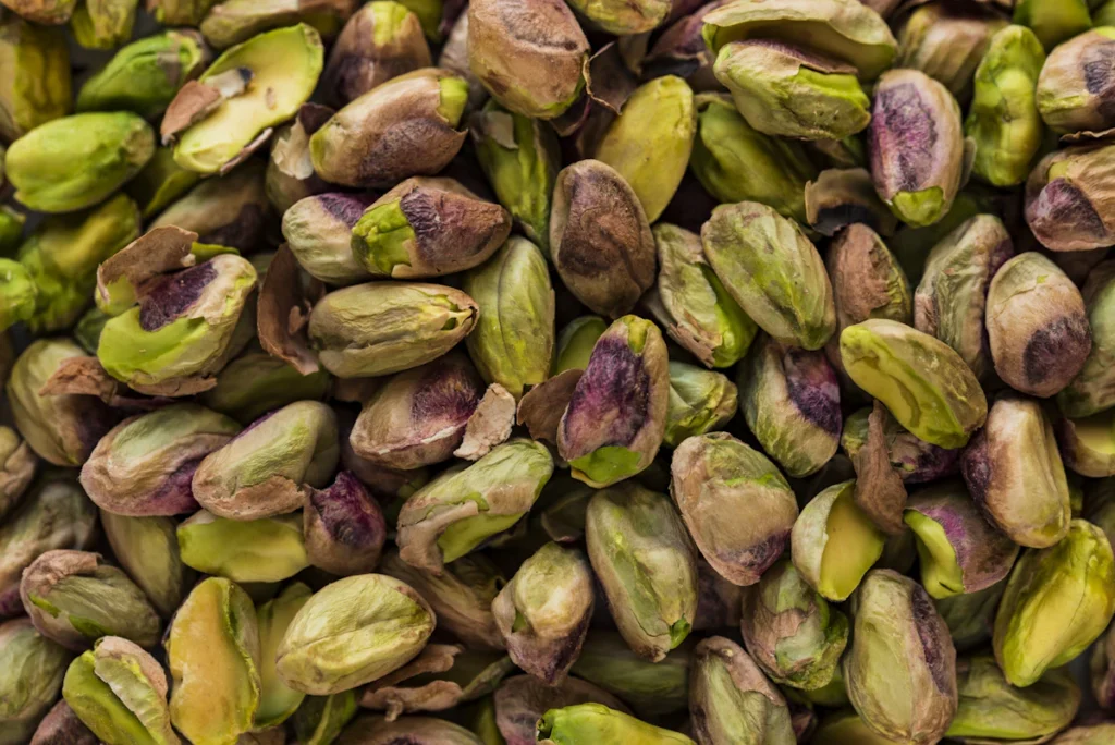 Pile of pistachios for topping yogurt bark