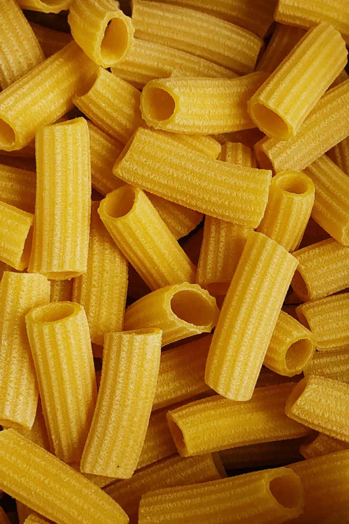 Uncooked rigatoni pasta for baked ziti