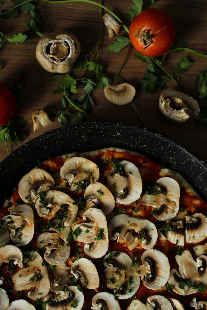 Golden sautéed mushrooms in a skillet