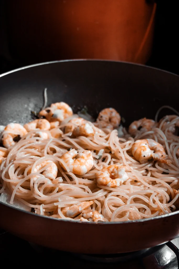 Shrimp searing in garlic butter