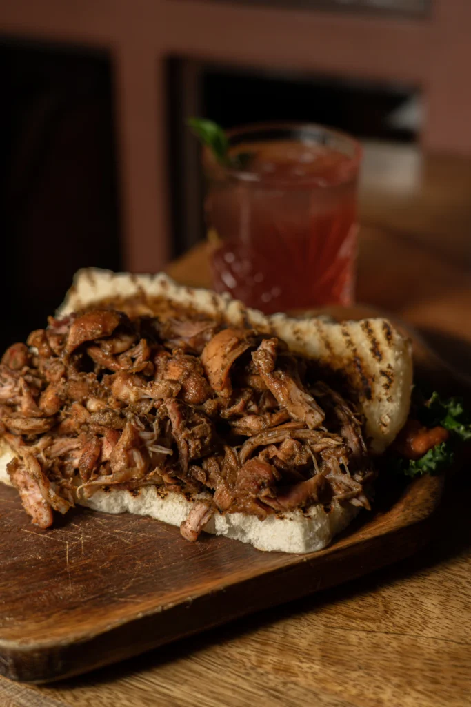 Shredded BBQ chicken in sauce